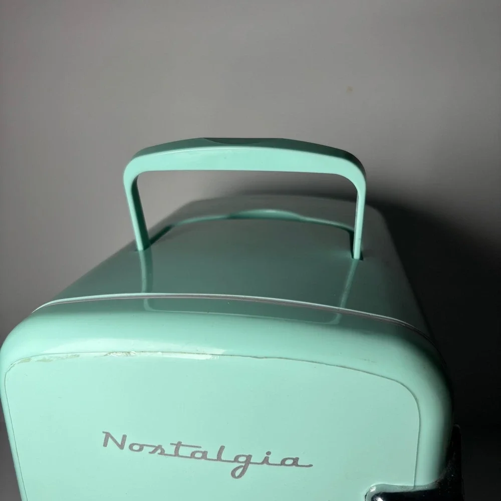 Nostalgia Retro 6-Can Personal Cooling and Heating Refrigerator Blue Mini Fridge